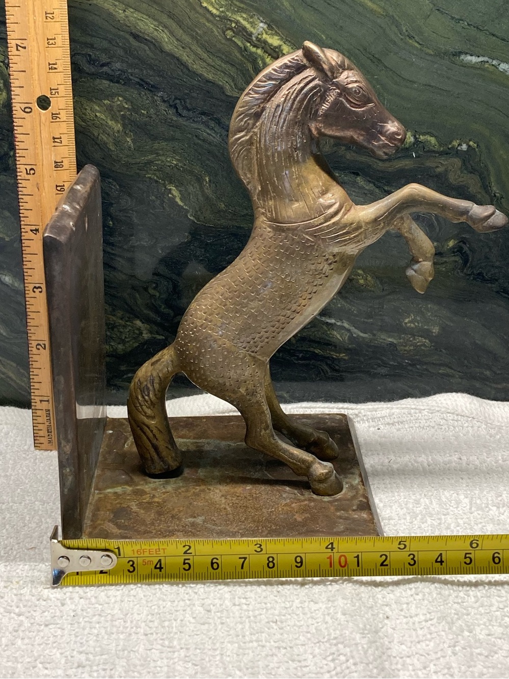 Horse Bookend Brass Sculpture Vintage Golden Finish - Picture 9 of 14